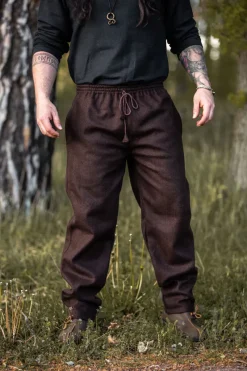 Shop Leonardo Carbone Rustikale Wollhose "Harald" Braun