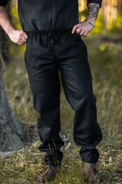 Outlet Leonardo Carbone Rustikale Wollhose "Harald" Schwarz
