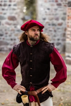 Clearance Leonardo Carbone Samt-Barett "Kurt" Rot