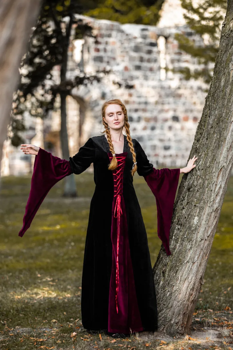 Fashion Leonardo Carbone Samtkleid "Circe" Schwarz/Rot