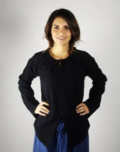 Shop Leonardo Carbone Schlichte Mittelalterbluse "Brunhilde" Schwarz