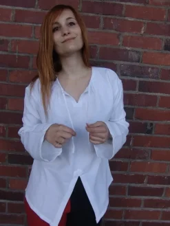 Best Leonardo Carbone Schlichte Mittelalterbluse "Brunhilde" Weiß