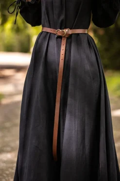 Shop Leonardo Carbone Schmaler Ledergürtel aus robustem Leder "Daina" Braun