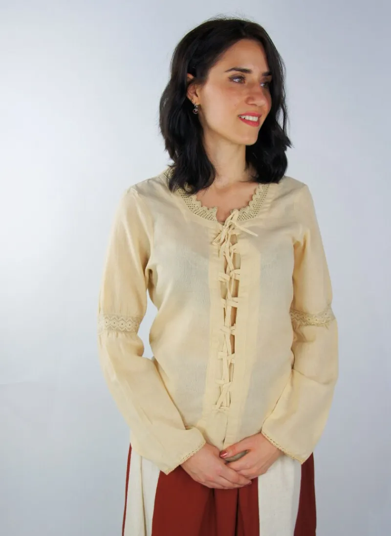 Hot Leonardo Carbone Schnürbluse "Emmi" farben Hanf