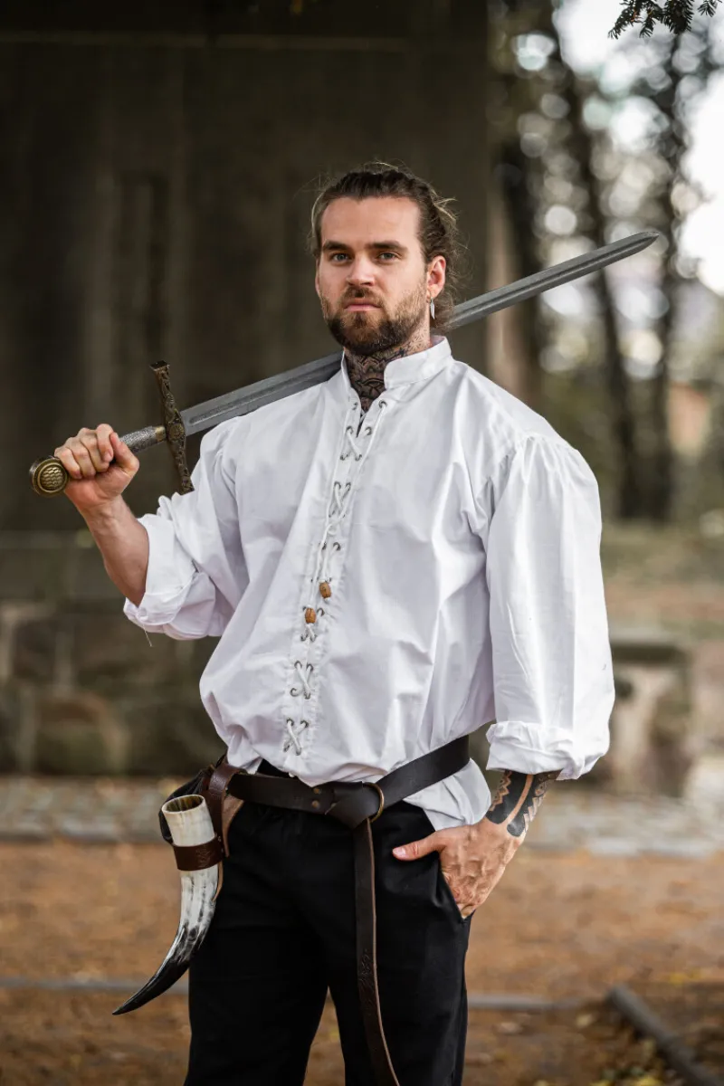 Shop Leonardo Carbone Schnürhemd "Dagwin" Weiß