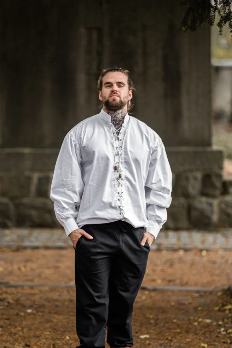 Shop Leonardo Carbone Schnürhemd "Dagwin" Weiß