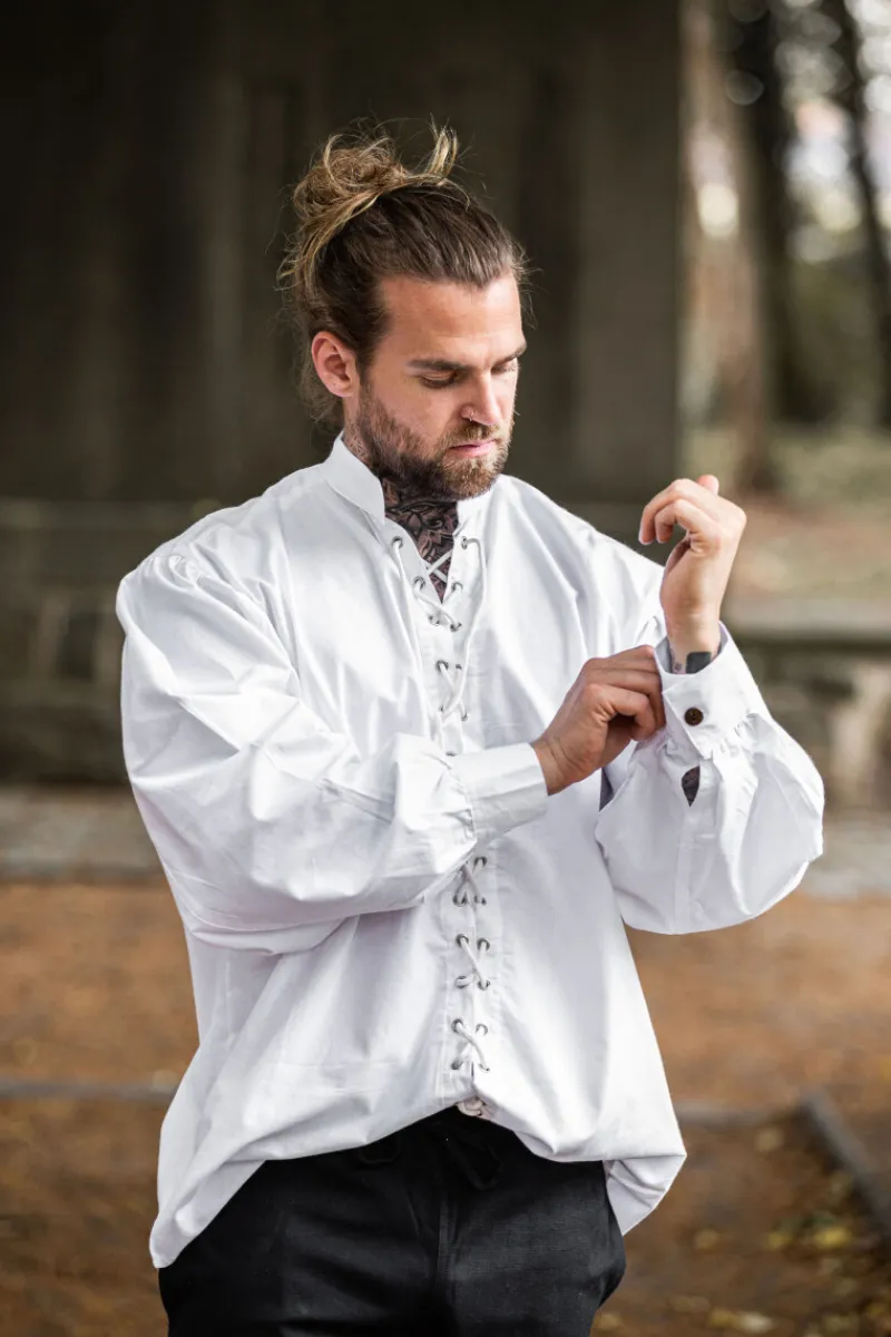 Shop Leonardo Carbone Schnürhemd "Dagwin" Weiß