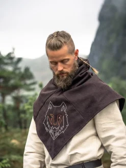 Hot Leonardo Carbone Skjoldehamn Gugel "Tyr" mit Wolfsstickerei Braun