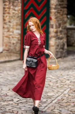 Hot Leonardo Carbone Sommerkleid "Denise" Rot/Natur