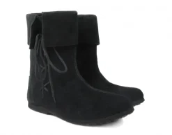 Shop Leonardo Carbone Stulpenstiefel aus Wildleder "Sigurd" Schwarz