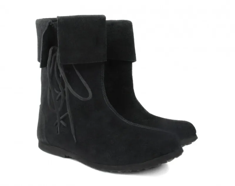 Shop Leonardo Carbone Stulpenstiefel aus Wildleder "Sigurd" Schwarz