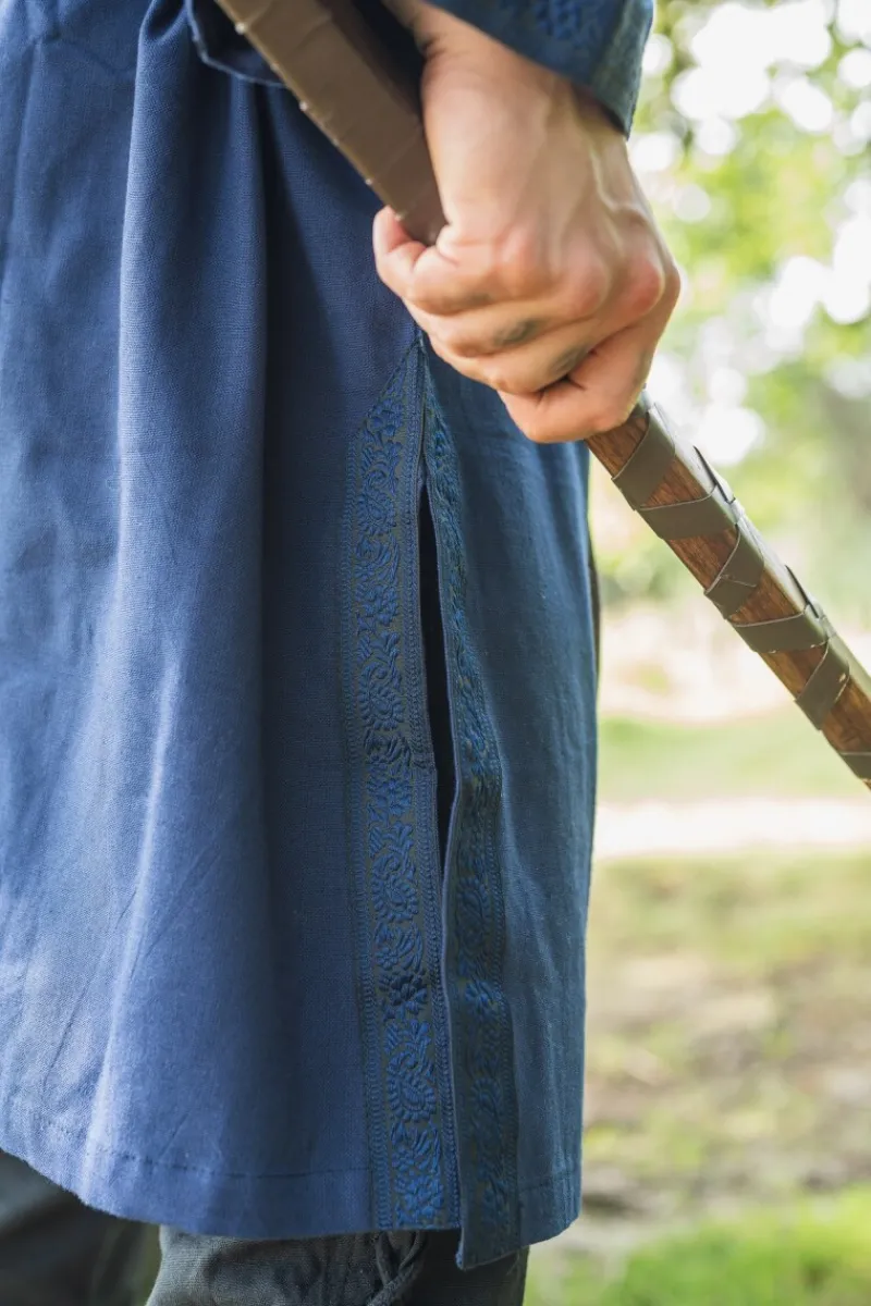 Outlet Leonardo Carbone Tunika mit Bordüre "Halvor" Blau