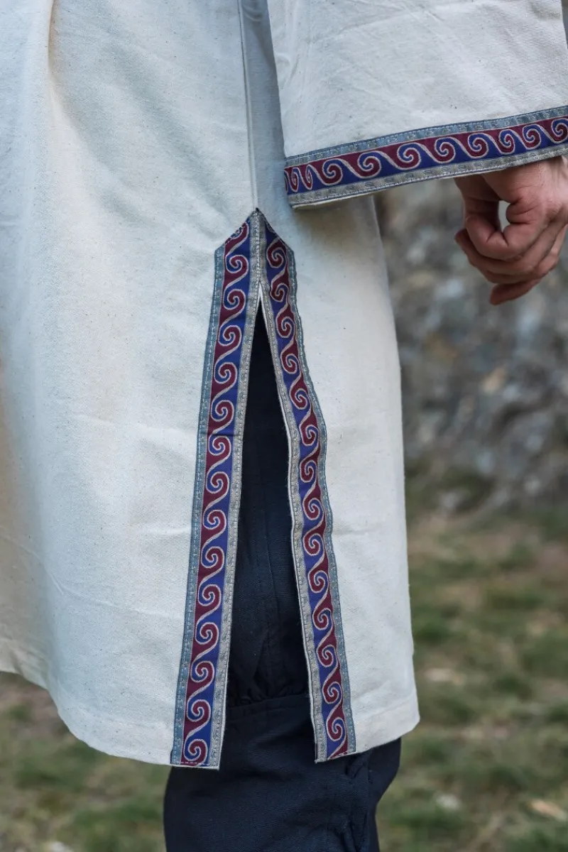 Store Leonardo Carbone Tunika mit Bordüre "Halvor" Natur