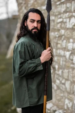 Hot Leonardo Carbone Typisches Mittelalter Stehkragen-Schnürhemd 