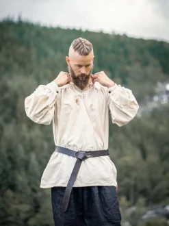 Cheap Leonardo Carbone Typisches Mittelalter Stehkragen-Schnürhemd "Friedrich" Natur