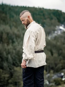 Cheap Leonardo Carbone Typisches Mittelalter Stehkragen-Schnürhemd