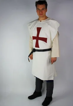 Best Leonardo Carbone Waffenrock der Tempelritter Weiß/Rot