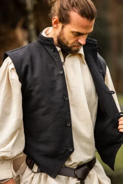 Cheap Leonardo Carbone Weste aus handgewebter Baumwolle "Irvin" Schwarz