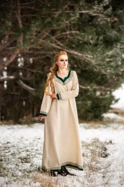 New Leonardo Carbone Wikinger Kleid "Lagertha" Natur/Grün
