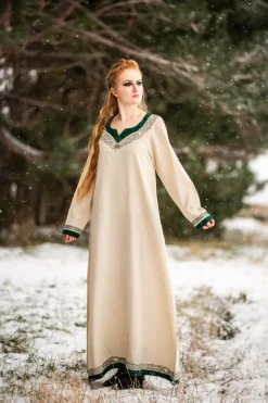 New Leonardo Carbone Wikinger Kleid "Lagertha" Natur/Grün