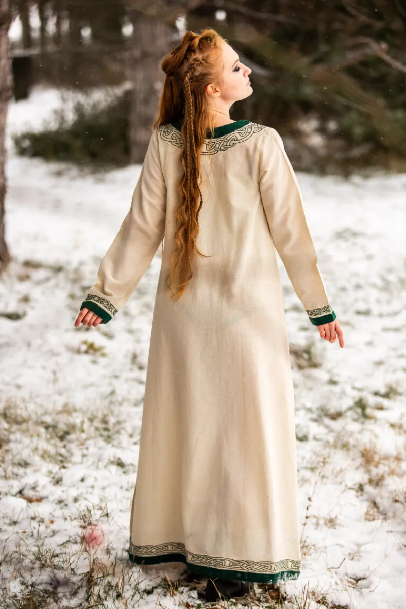New Leonardo Carbone Wikinger Kleid "Lagertha" Natur/Grün