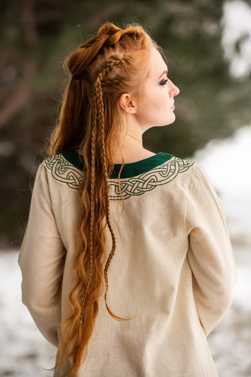 New Leonardo Carbone Wikinger Kleid "Lagertha" Natur/Grün