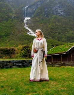 Best Sale Leonardo Carbone Wikinger Kleid "Lagertha" Natur/Rot