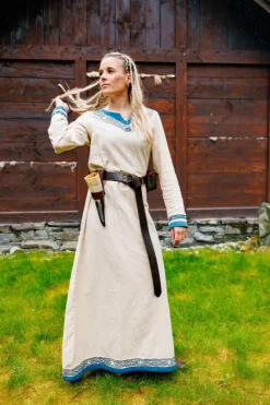 Cheap Leonardo Carbone Wikinger Kleid "Lagertha" Natur/Blau