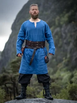 Store Leonardo Carbone Wikinger Leinentunika "Halvar" Blau