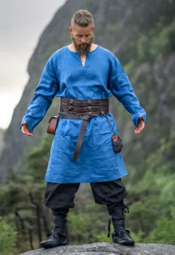 Store Leonardo Carbone Wikinger Leinentunika "Halvar" Blau
