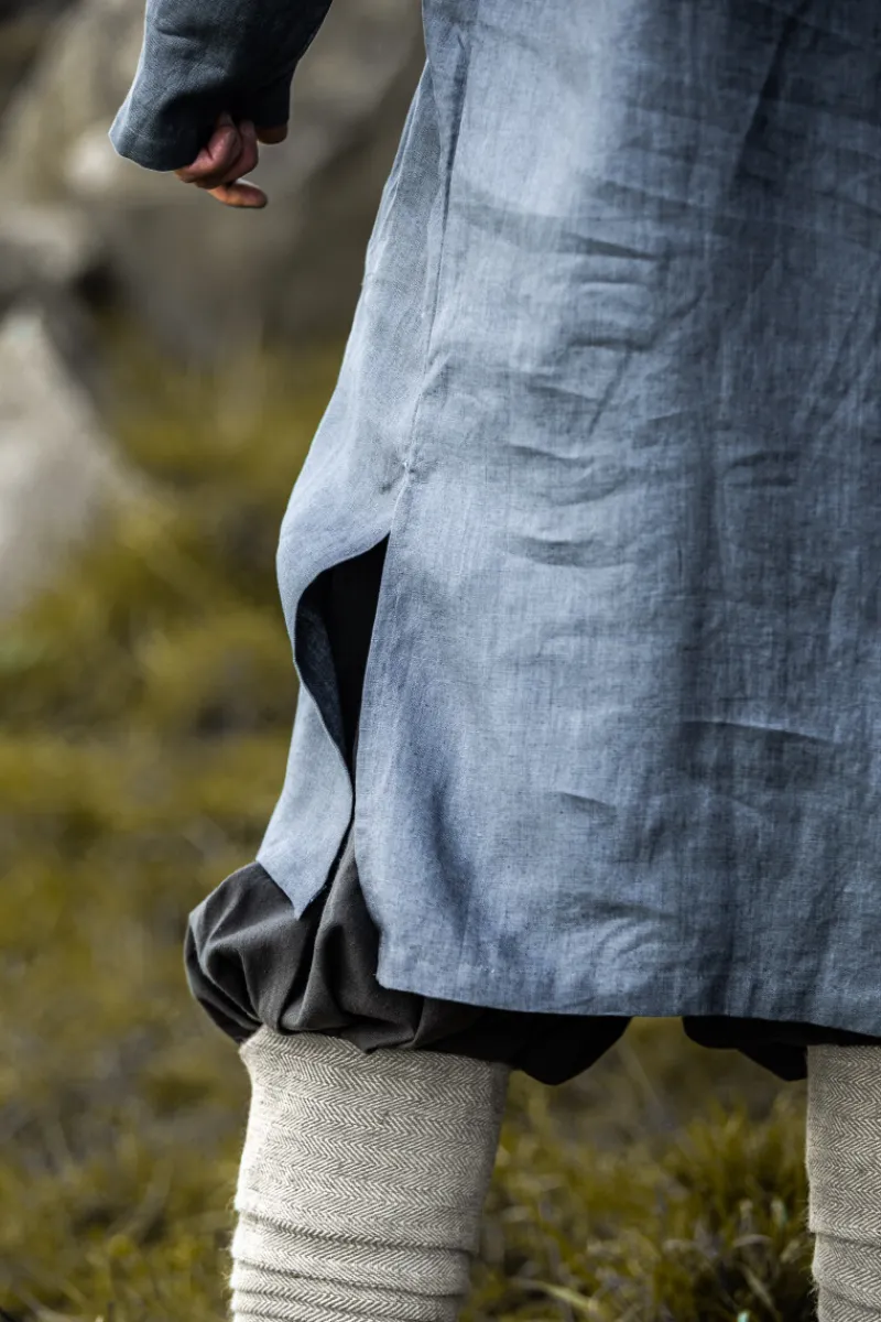 Store Leonardo Carbone Wikinger Leinentunika "Halvar" Blaugrau