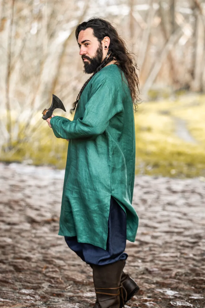 Fashion Leonardo Carbone Wikinger Leinentunika "Halvar" Grün