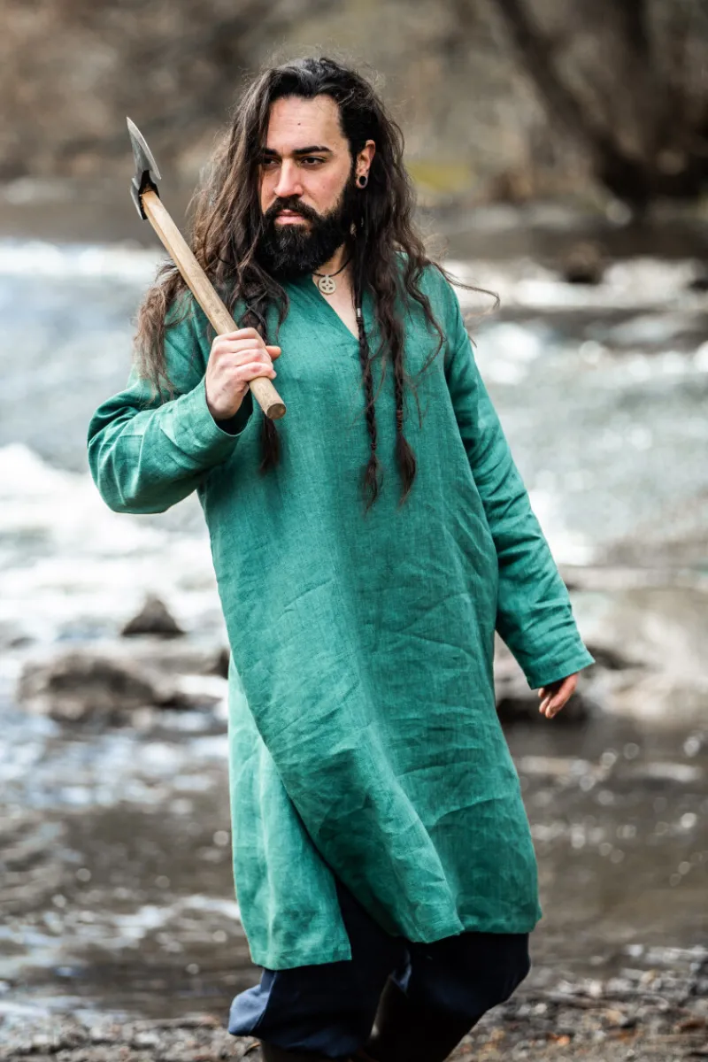 Fashion Leonardo Carbone Wikinger Leinentunika "Halvar" Grün