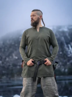 Best Leonardo Carbone Wikinger Leinentunika "Ragnar" Olivgrün