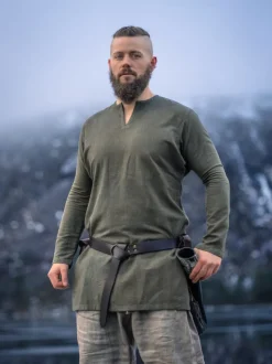 Best Leonardo Carbone Wikinger Leinentunika "Ragnar" Olivgrün
