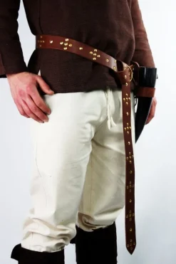 Cheap Leonardo Carbone Wikinger Ringgürtel aus robustem Leder "Danal" Braun