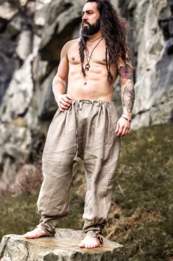 Cheap Leonardo Carbone Wikinger Rushose Leinen "Wodan" Steingrau