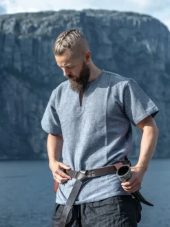 Sale Leonardo Carbone Wikinger Tunika kurzarm "Edmund" Blaugrau