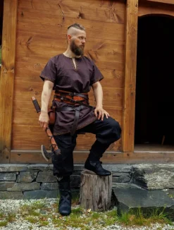 Fashion Leonardo Carbone Wikinger Tunika kurzarm "Harbard" Dunkelbraun