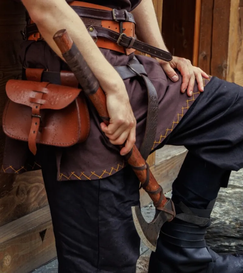 Fashion Leonardo Carbone Wikinger Tunika kurzarm "Harbard" Dunkelbraun