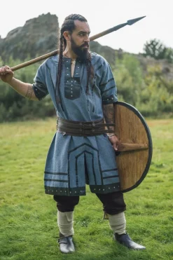 Hot Leonardo Carbone Wikinger Tunika kurzarm "Rollo" Blaugrau