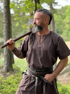 Best Leonardo Carbone Wikinger Tunika kurzarm "Theobald" Dunkelbraun