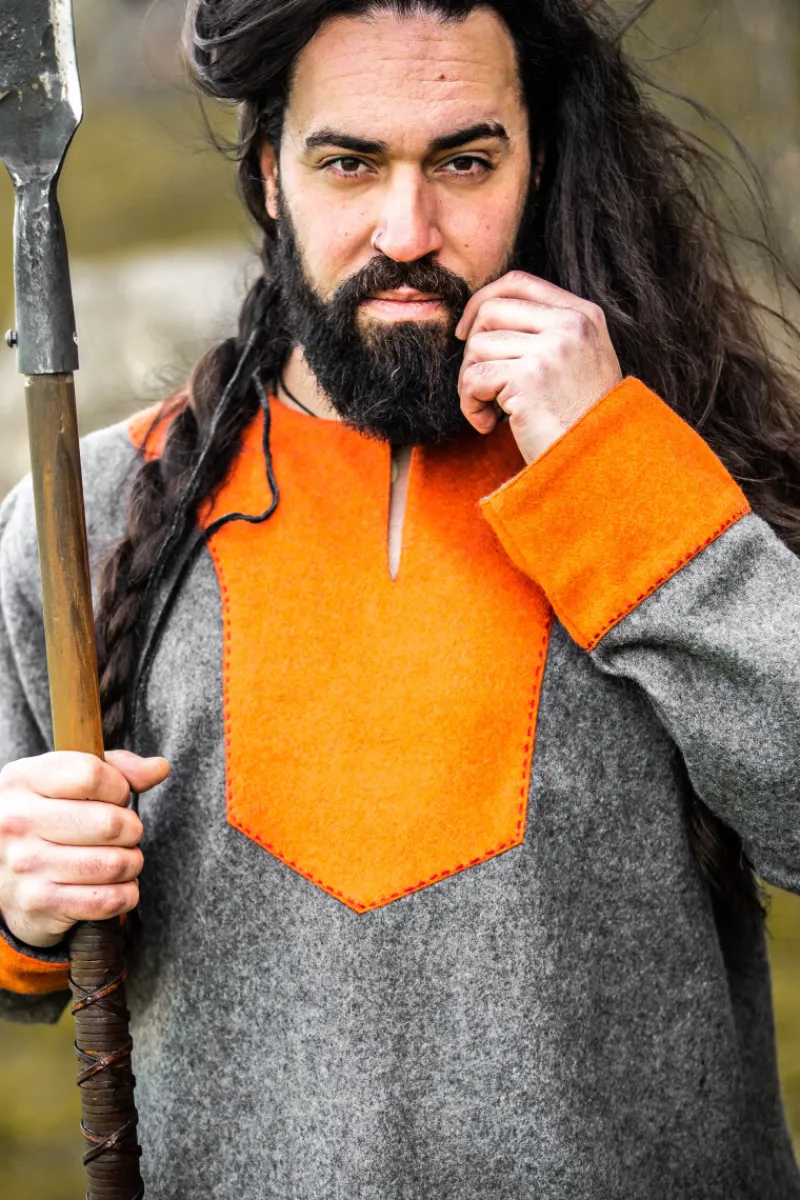 New Leonardo Carbone Wikinger Tunika Wolle "Roland" Grau