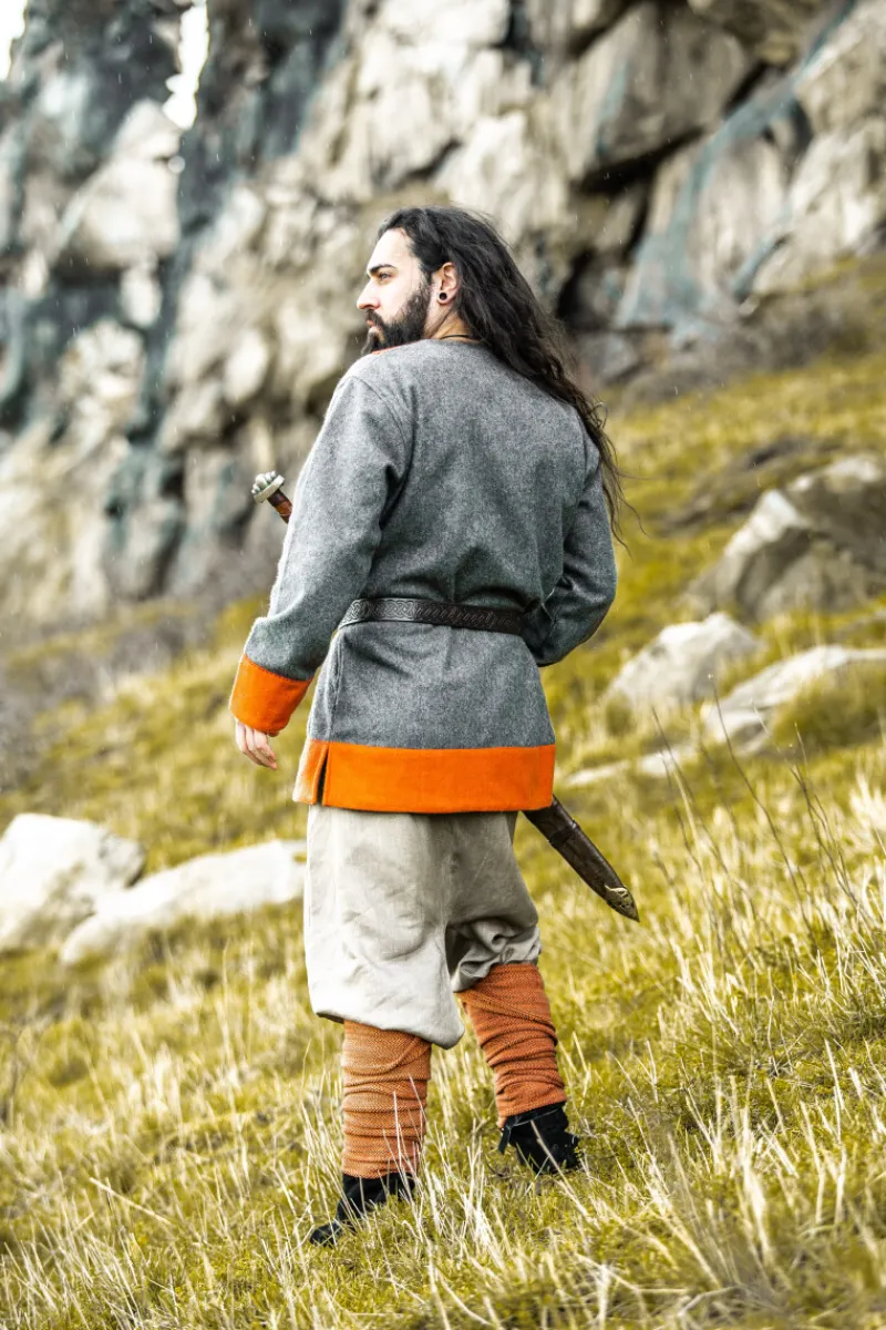 New Leonardo Carbone Wikinger Tunika Wolle "Roland" Grau