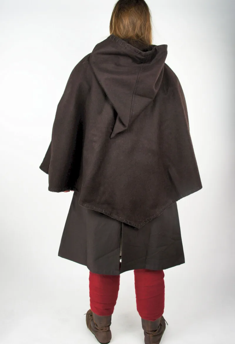 Shop Leonardo Carbone Wikinger-Gugel "Egill" mit Stickerei Braun