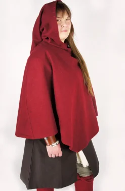 Sale Leonardo Carbone Wikinger-Gugel "Egill" mit Stickerei Rot