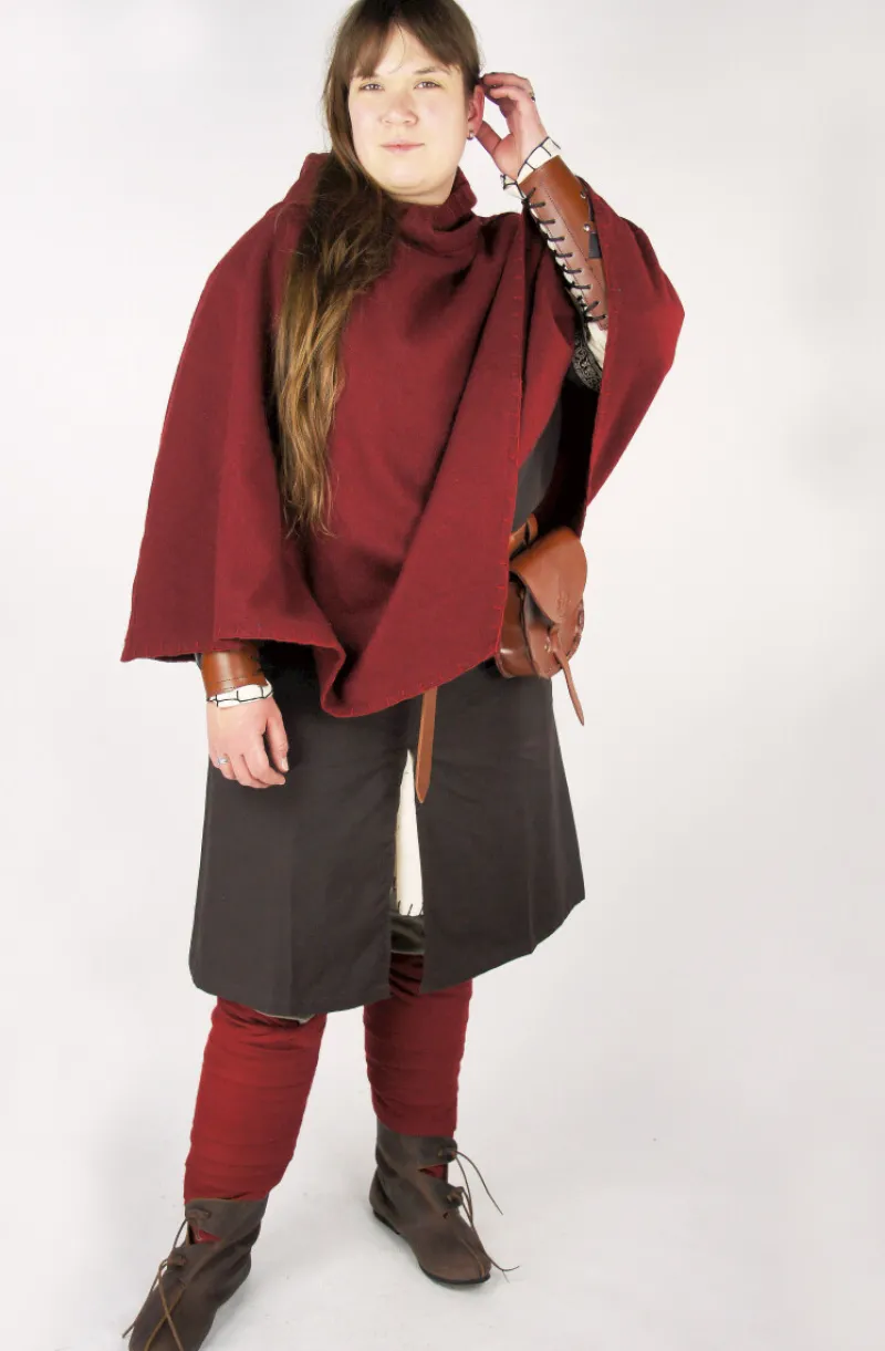 Sale Leonardo Carbone Wikinger-Gugel "Egill" mit Stickerei Rot