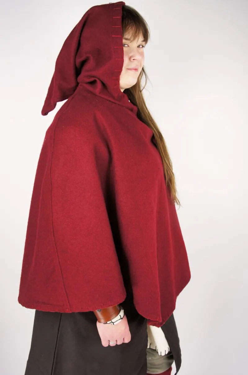 Sale Leonardo Carbone Wikinger-Gugel "Egill" mit Stickerei Rot