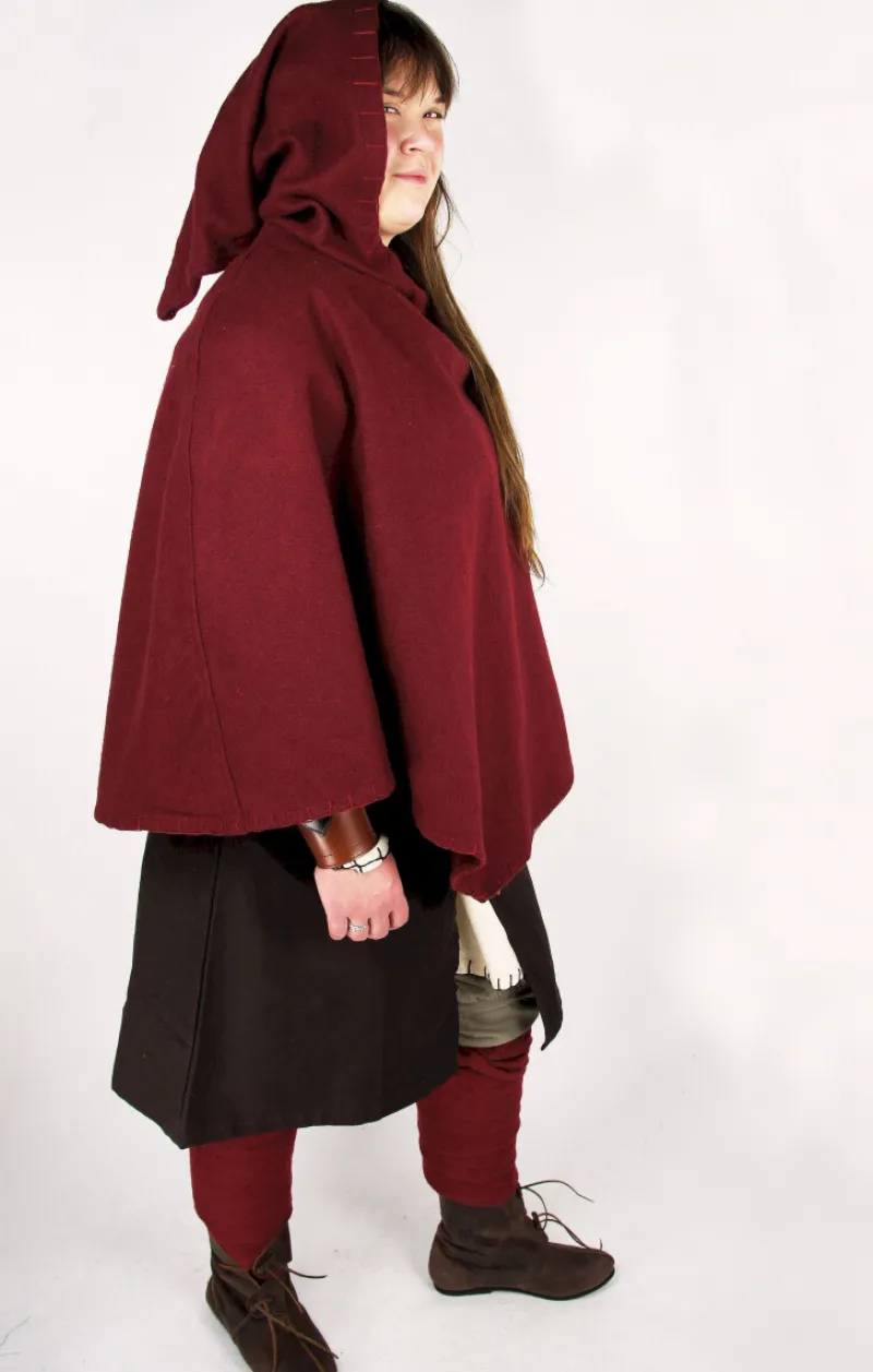 Sale Leonardo Carbone Wikinger-Gugel "Egill" mit Stickerei Rot