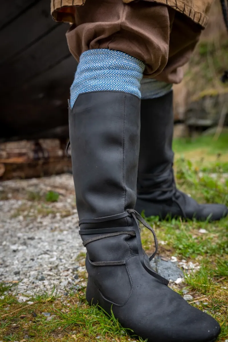 Store Leonardo Carbone Wikingerstiefel "Ole" aus Nubukleder Schwarz